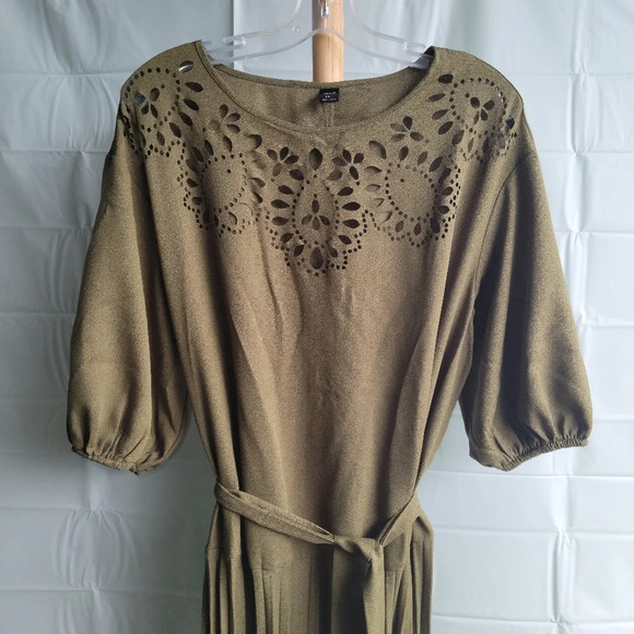 Shein Curve Olive Green Maxi Dress 0XL Short  Sleeves - Picture 3 of 10